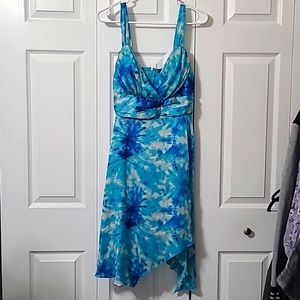 LOVE Tease Teal Tye Dye Dress, 19 inches ptp, size 13